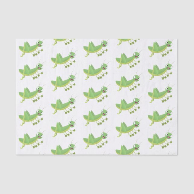 Cute green happy grasshopper cartoon tissue paper (Front)
