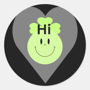 Cute green Hi heart sticker