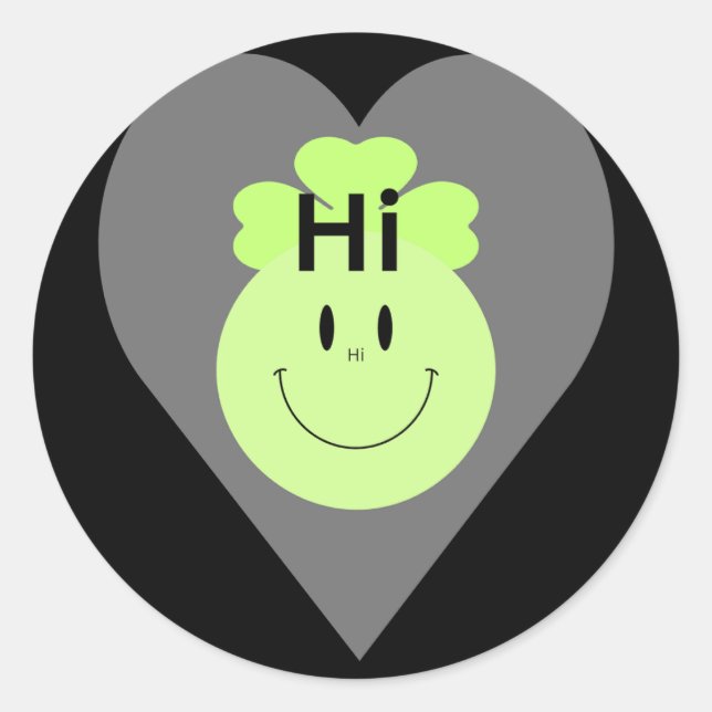 Cute green Hi heart sticker  (Front)