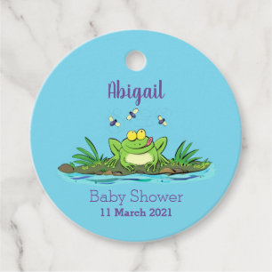 Cute green hungry frog cartoon illustration  favour tags