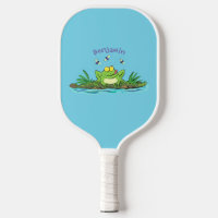 Cute green hungry frog cartoon illustration