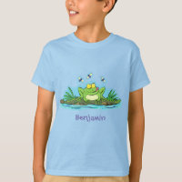 Cute green hungry frog cartoon illustration