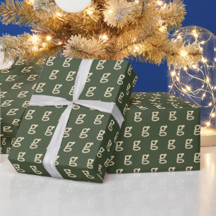 Cute Green Initial Monogram Retro Typewriter Font  Wrapping Paper