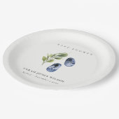 Cute Green Ink Blue Boy Shoes Foliage Baby Shower  Paper Plate (Angled)