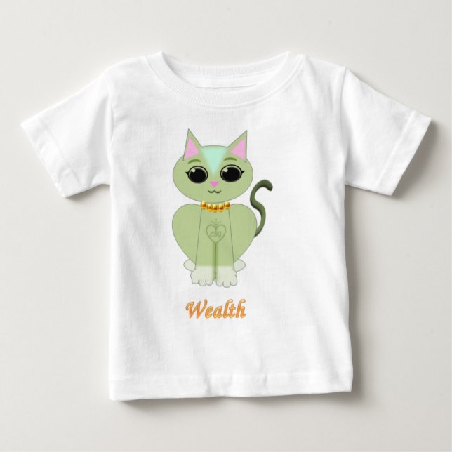 Cute green kitty cat cartoon baby T-Shirt (Front)