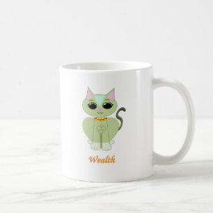 Cute green kitty cat cartoon coffee mug