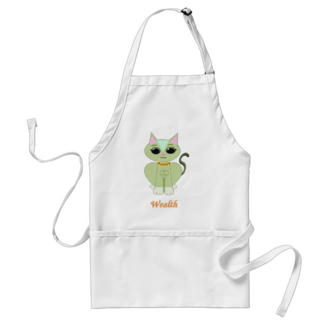 Cute green kitty cat cartoon standard apron (Front)