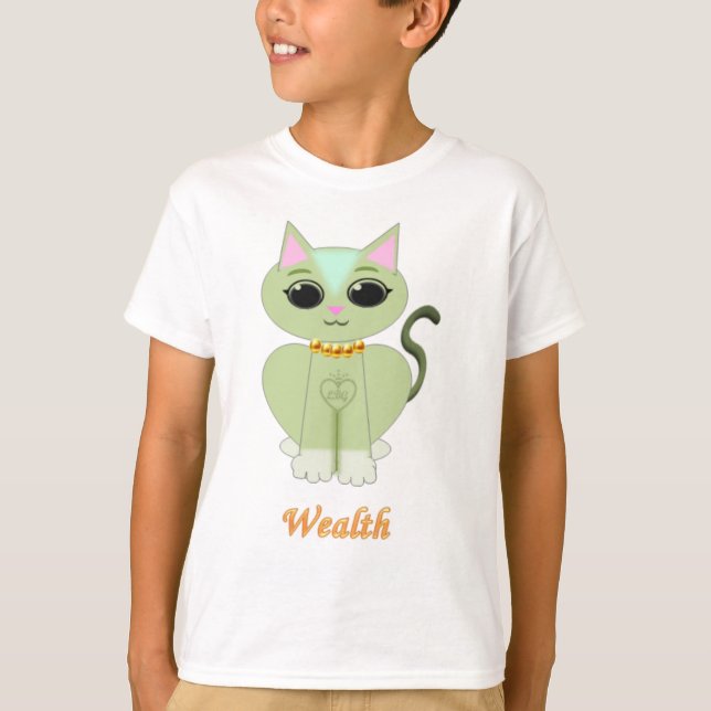 Cute green kitty cat cartoon T-Shirt (Front)