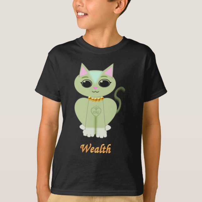Cute green kitty cat cartoon T-Shirt (Front)