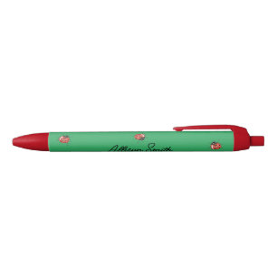 Cute green Ladybug Black Ink Pen