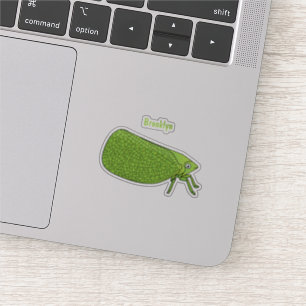 Cute green leaf hopper insect cartoon illustration
