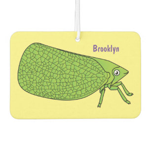 Cute green leaf hopper insect cartoon illustration car air freshener
