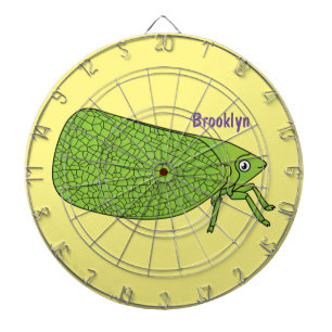 Cute green leaf hopper insect cartoon illustration dartboard