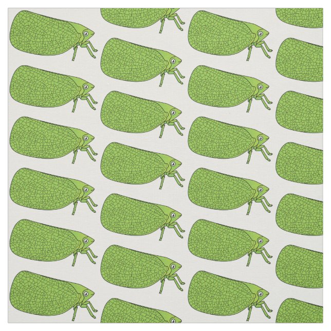 Cute green leaf hopper insect cartoon illustration fabric (Swatch)
