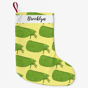 Cute green leaf hopper insect cartoon illustration small christmas stocking