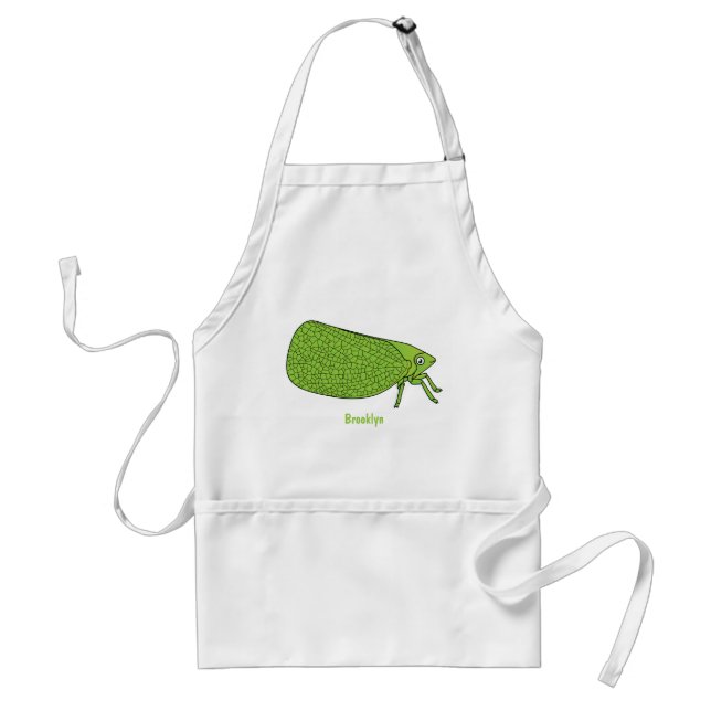 Cute green leaf hopper insect cartoon illustration standard apron (Front)