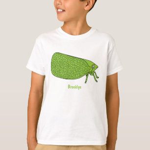 Cute green leaf hopper insect cartoon illustration T-Shirt