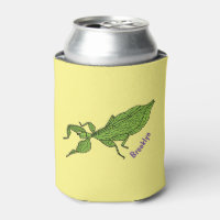 Cute green leaf insect cartoon illustration