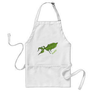 Cute green leaf insect cartoon illustration standard apron