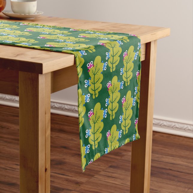 Cute Green Leaves Pattern Short Table Runner (In Situ)