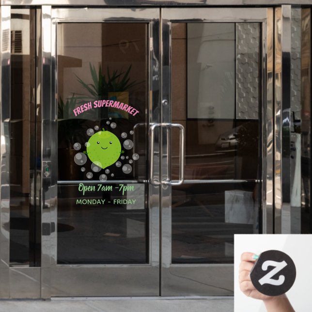 Cute green lime bubbles cartoon illustration (Office Door)