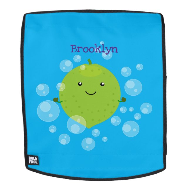 Cute green lime bubbles cartoon illustration backpack (Removable Face)