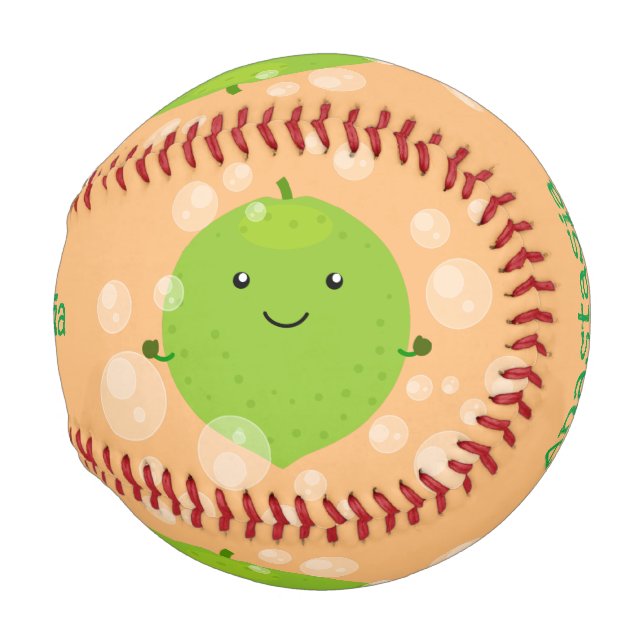Cute green lime bubbles cartoon illustration baseball (Front Right)