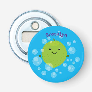 Cute green lime bubbles cartoon illustration bottle opener