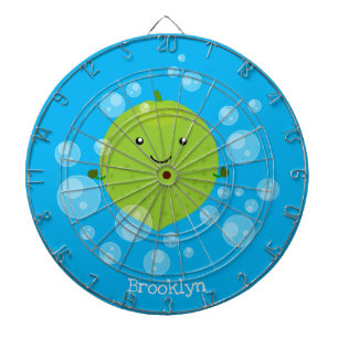 Cute green lime bubbles cartoon illustration dartboard