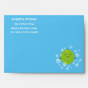 Cute green lime bubbles cartoon illustration envelope