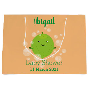 Cute green lime bubbles cartoon illustration large gift bag