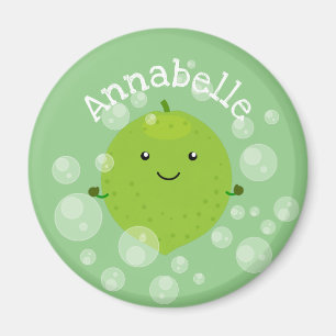 Cute green lime bubbles cartoon illustration magnet