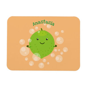 Cute green lime bubbles cartoon illustration magnet