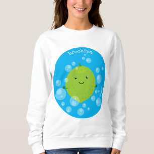 Cute green lime bubbles cartoon illustration sweatshirt