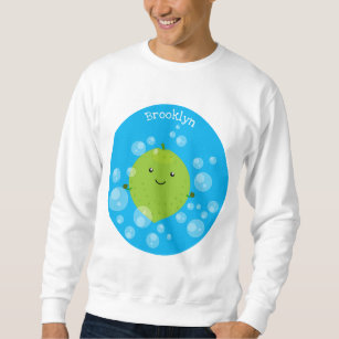 Cute green lime bubbles cartoon illustration sweatshirt