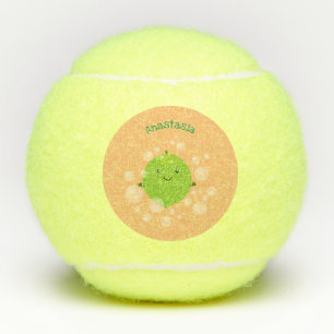 Cute green lime bubbles cartoon illustration tennis balls