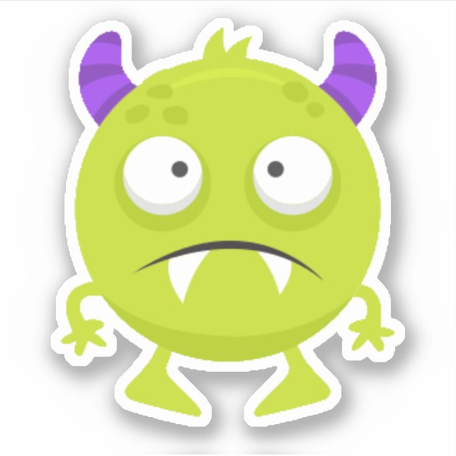 Cute Green Little Monster Halloween Sticker (Front)