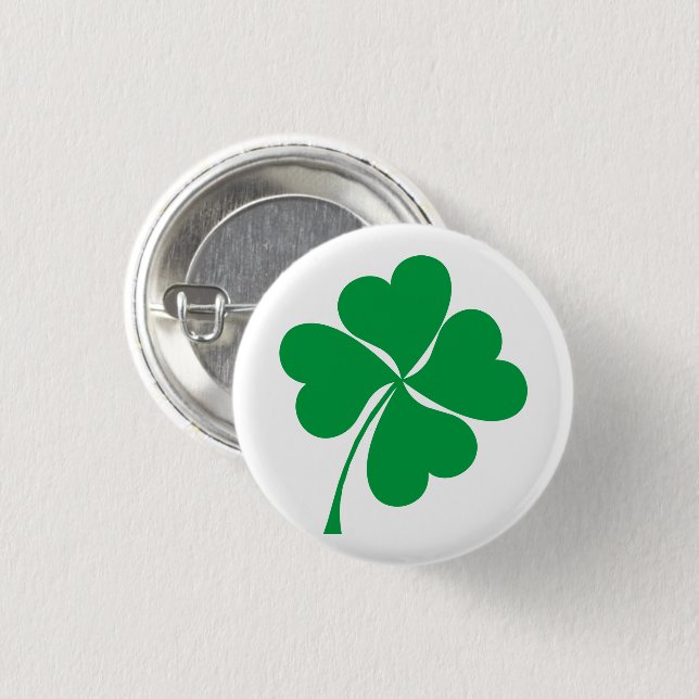 Cute Green Lucky 4 leaves heart Clover shamrock 3 Cm Round Badge (Front & Back)