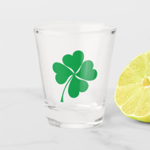 Cute Green Lucky 4 leaves heart Clover shamrock Shot Glass