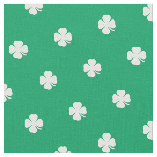 Cute Green Lucky Clover White Dots Pattern Fabric