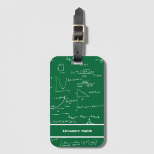 Cute Green Math Equations Pattern Travel Luggage Tag