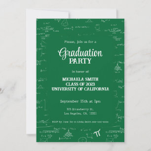 Cute Green Math Hand-Lettering Photo Graduation Invitation