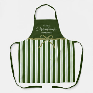 Cute Green Merry Christmas Holiday Baking Apron