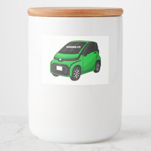 Cute green micro sized car food label
