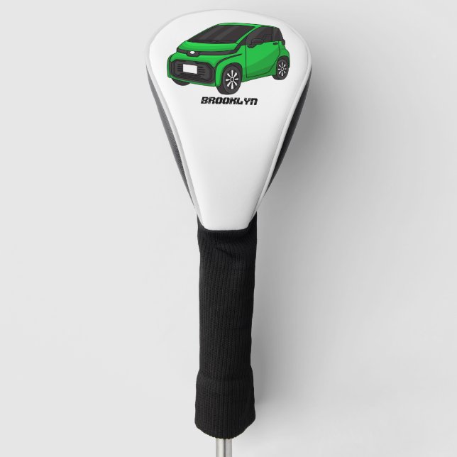 Cute green micro sized car golf head cover (Front)