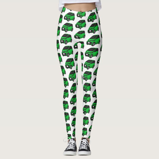 Cute green micro sized car leggings (Front)