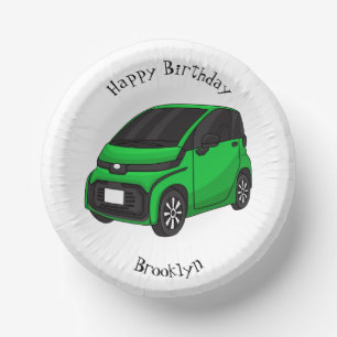 Cute green micro sized car paper plate