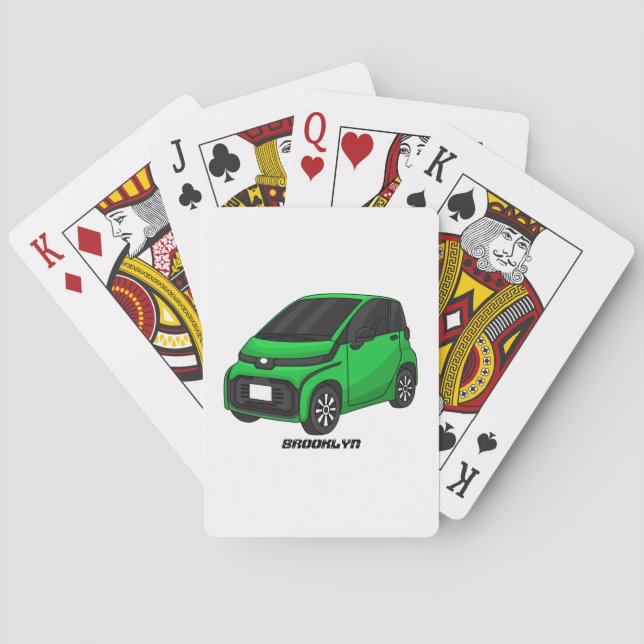 Cute green micro sized car  playing cards (Back)