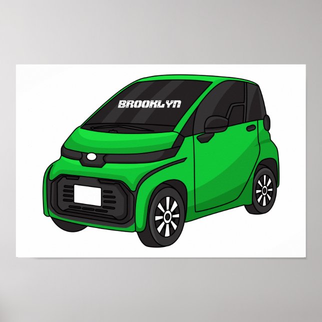 Cute green micro sized car poster (Front)