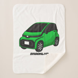 Cute green micro sized car sherpa blanket